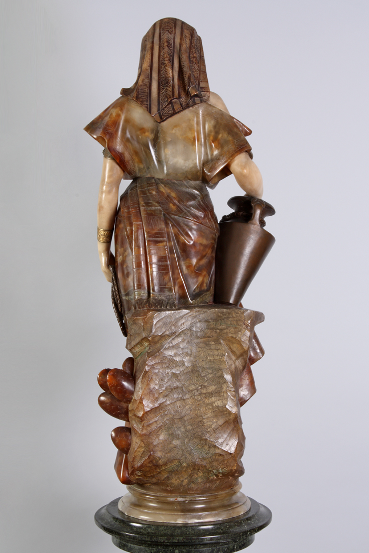 Alabaster and Marble Sculpture of Rebecca on a Pedestal